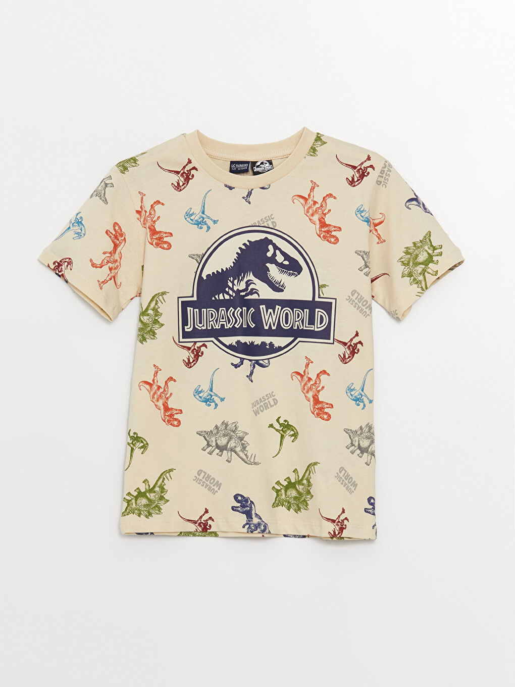 Crew Neck Jurassic World Printed Short Sleeve Cotton Boy T-Shirt