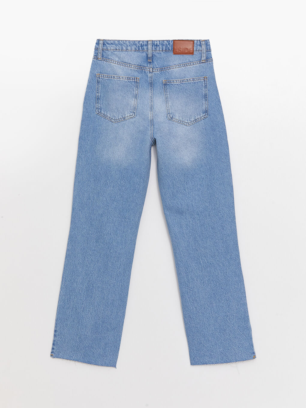 Blugi Drepți cu Talie Înaltă și Detalii Rupte pentru Femei-6