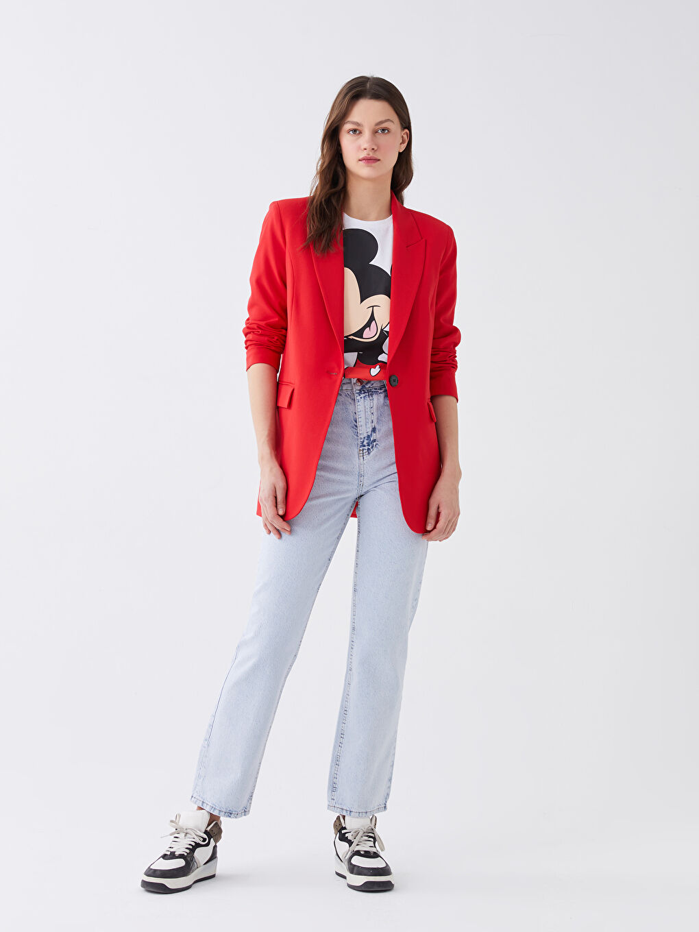 Jean Taille Haute Coupe Droite pour Femmes-1