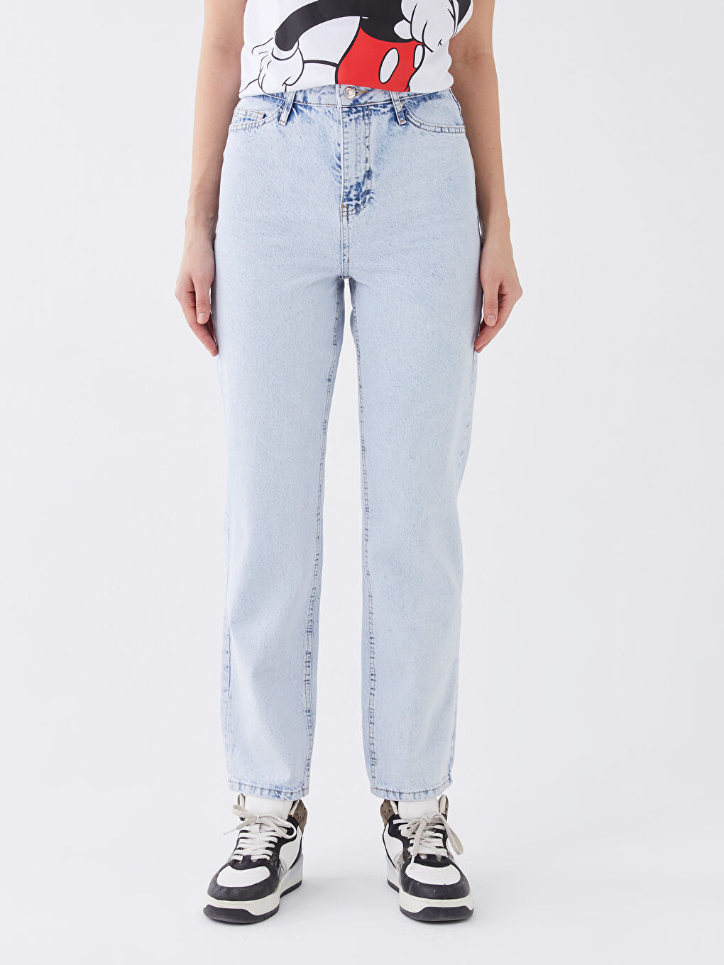 Jean Taille Haute Coupe Droite pour Femmes-2