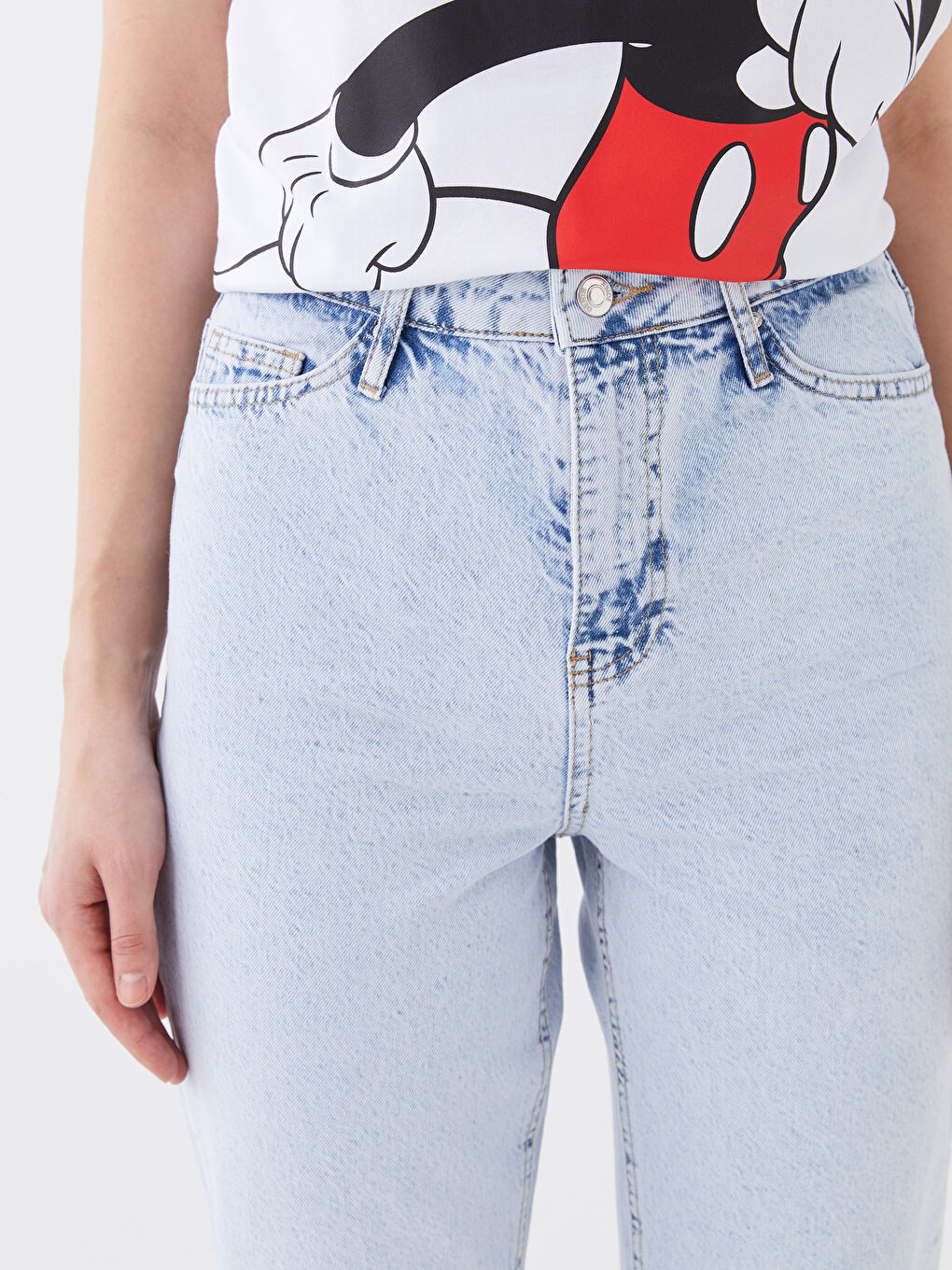 Jean Taille Haute Coupe Droite pour Femmes-4