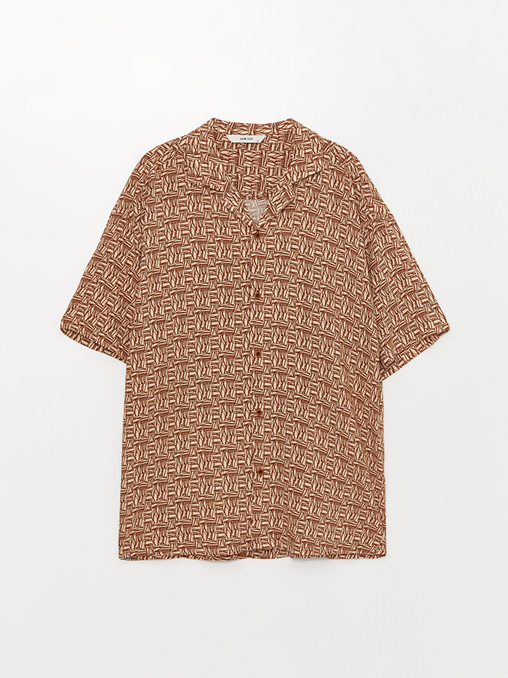 Loose Fit Short Sleeve Patterned Viscose Men's Shirt-5