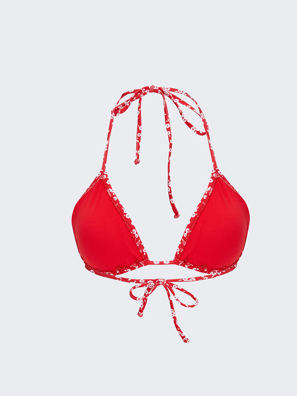 Kırmızı Desenli Boyundan Bağlamalı Kadın Bikini Üst-1