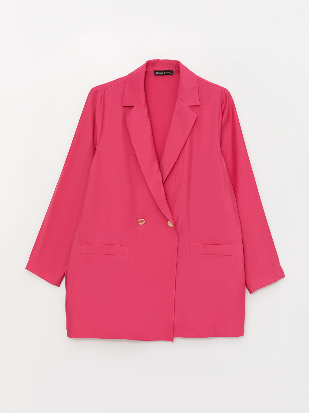 Pembe Düz Uzun Kollu Kadın Ceket-5