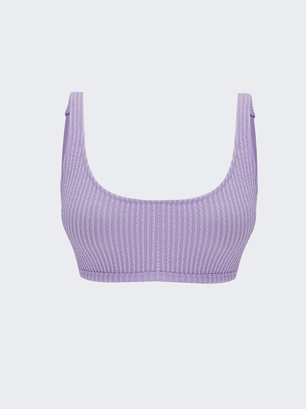 Lila U Yaka Kendinden Desenli Kadın Bikini Üst