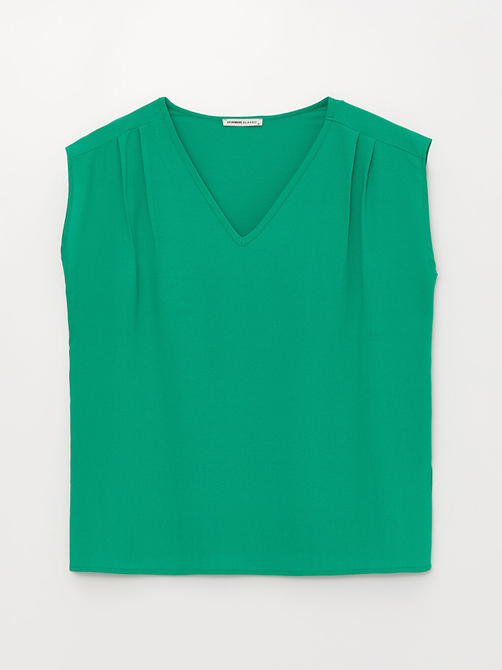 Women's V Neck Plain Blouse-5