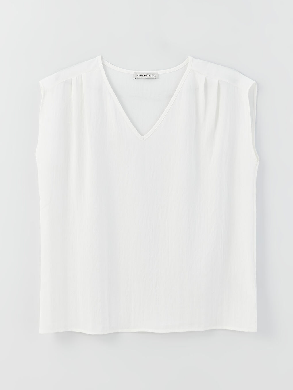 Women's V Neck Plain Blouse-5