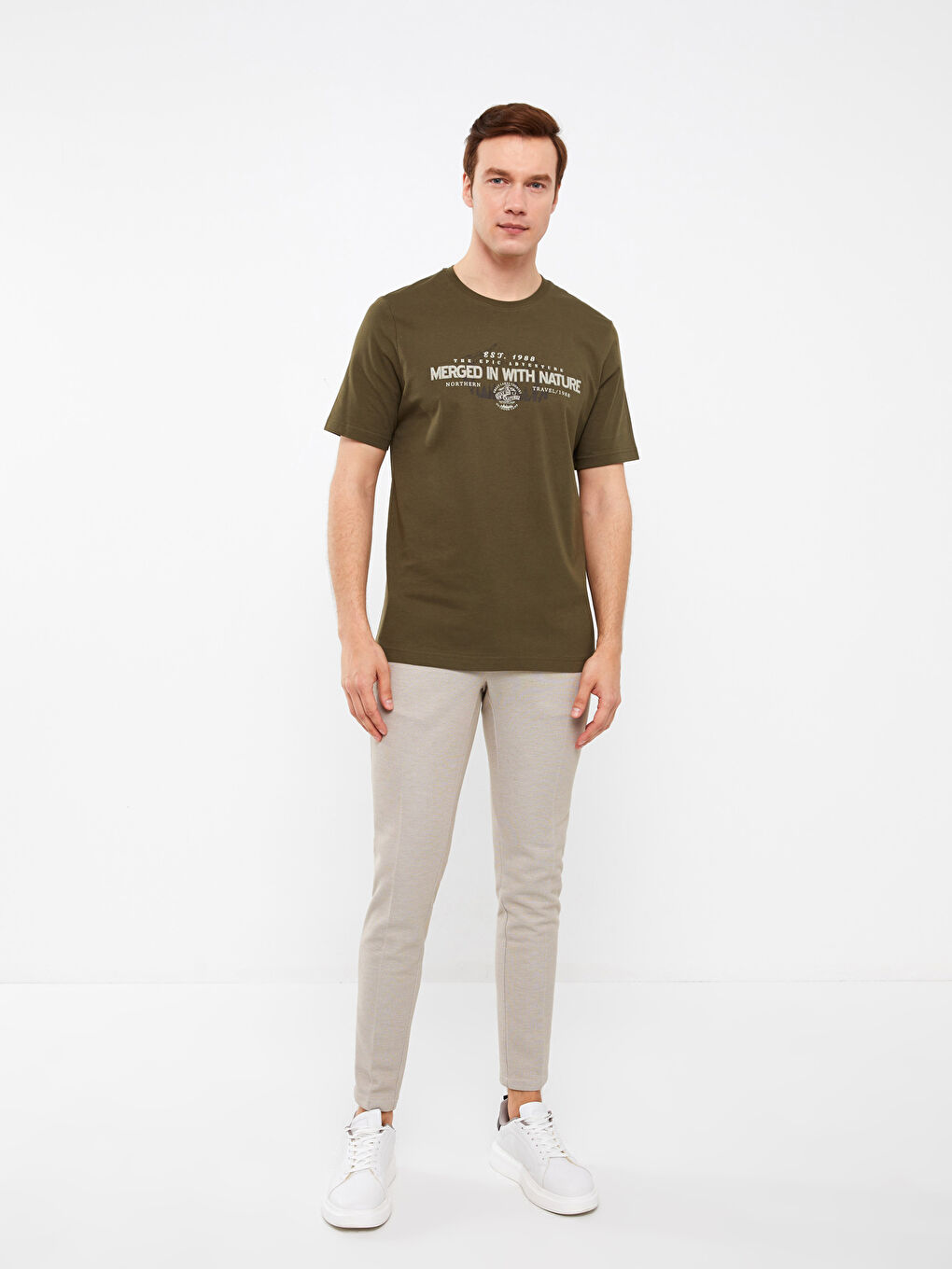 Bej Slim Fit Erkek Pantolon-1