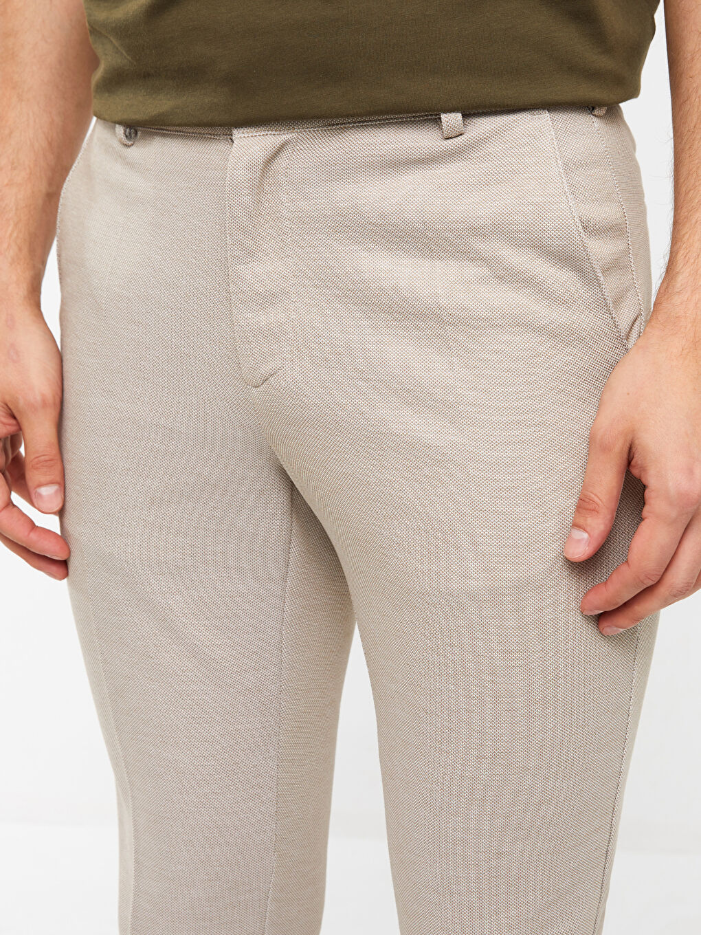 Bej Slim Fit Erkek Pantolon-3