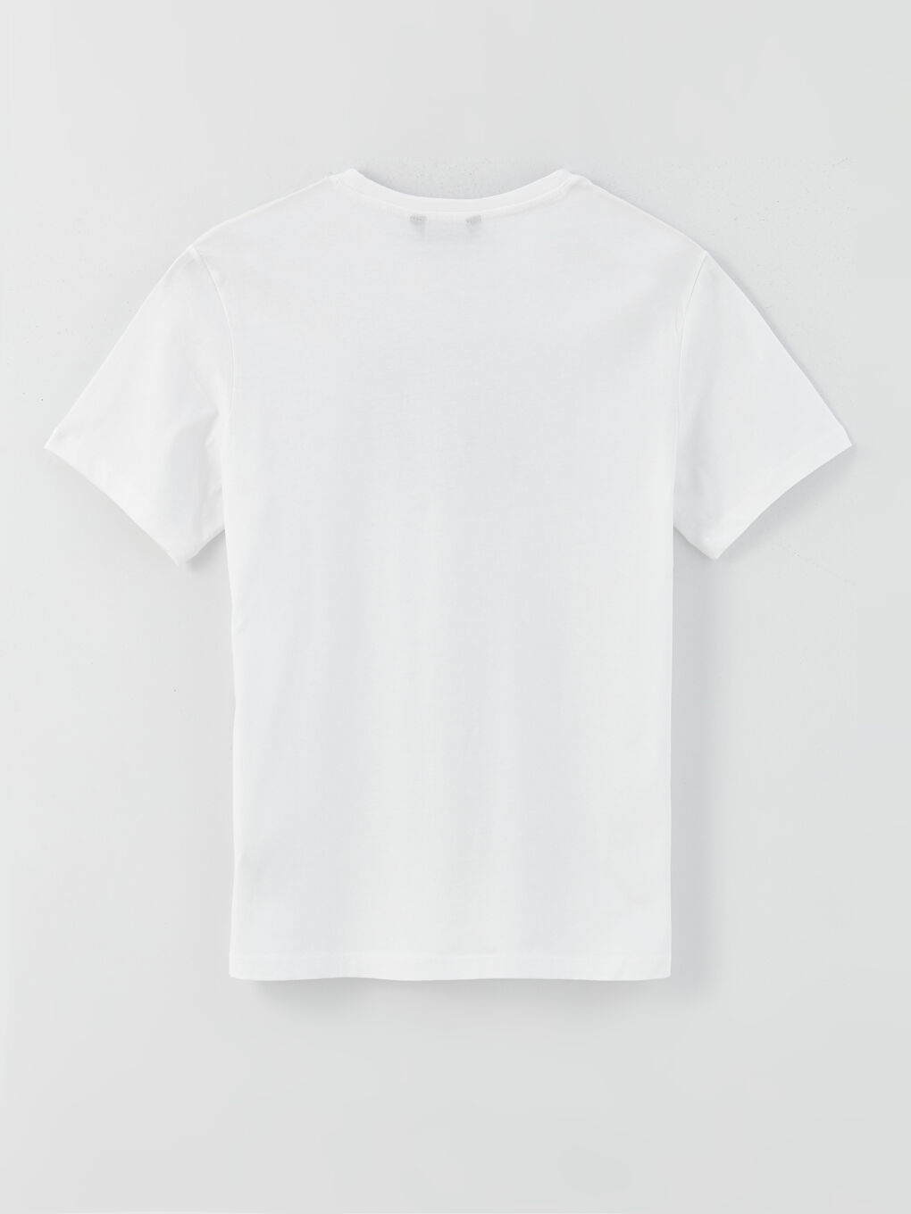 Beyaz Bisiklet Yaka Kısa Kollu Baskılı Penye Erkek Tişört-6