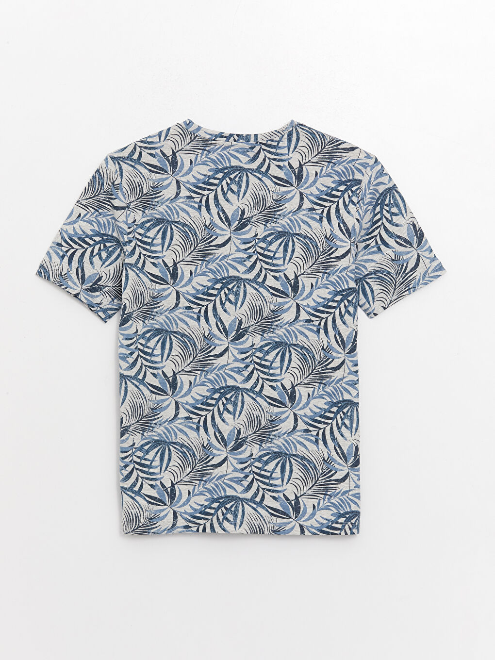 Gri Bisiklet Yaka Kısa Kollu Desenli Penye Erkek Tişört-6