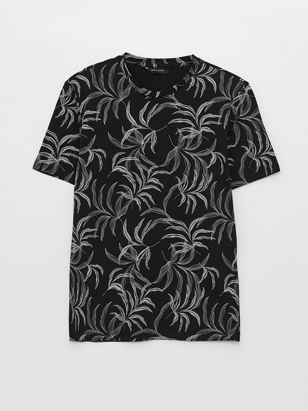 Siyah Bisiklet Yaka Kısa Kollu Baskılı Penye Erkek Tişört-5