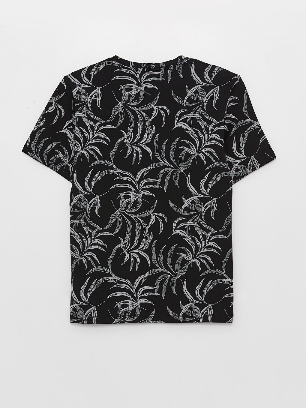 Siyah Bisiklet Yaka Kısa Kollu Baskılı Penye Erkek Tişört-6