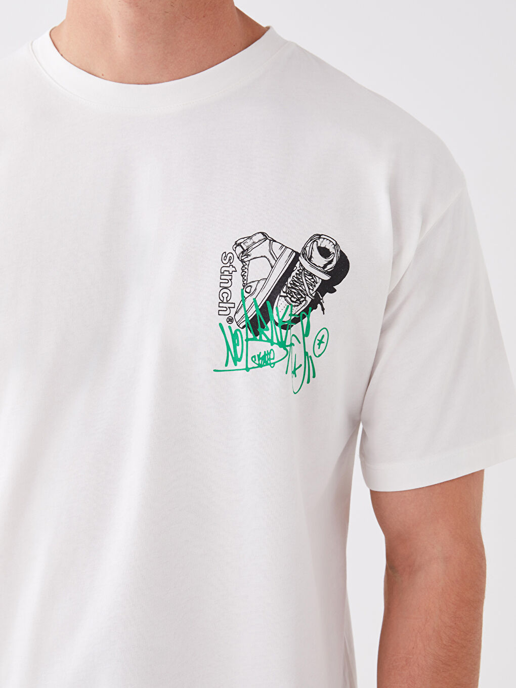 XSIDE Crew Neck Short Sleeve Printed Combed Cotton Men's T-shirt -S3FI25Z8-EEW