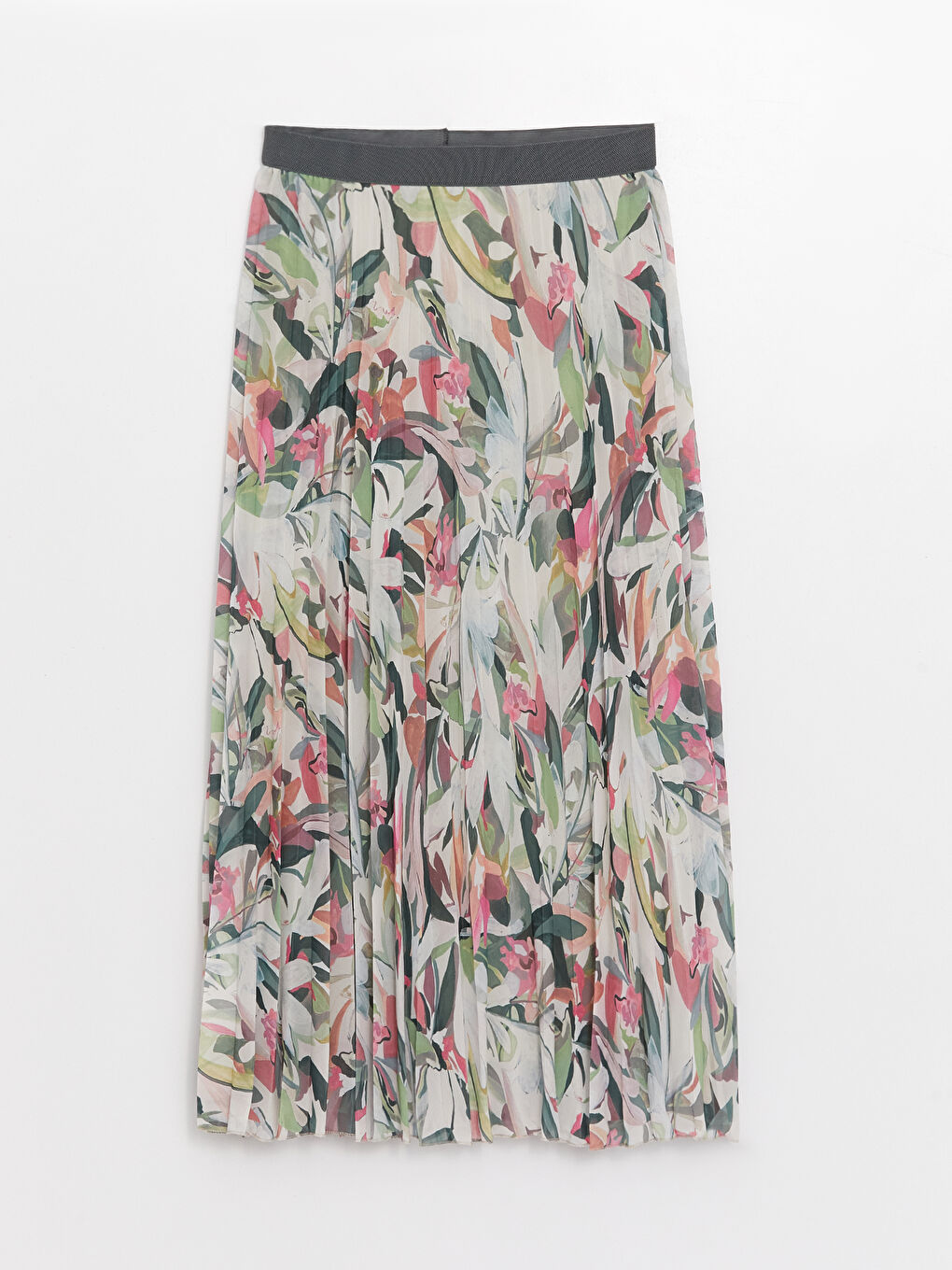 Fustă Plisată din Șifon Floral cu Talie Elastică pentru Femei-4