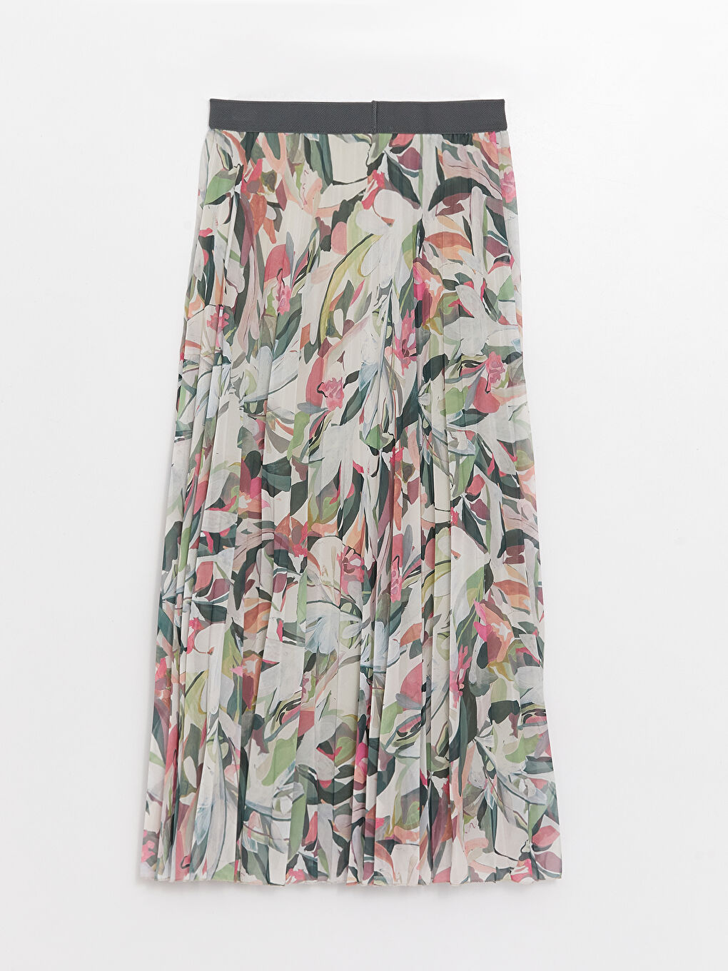 Fustă Plisată din Șifon Floral cu Talie Elastică pentru Femei-5
