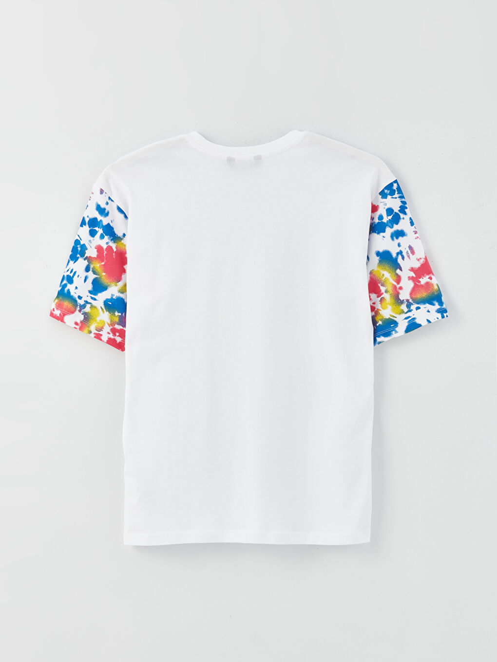 Beyaz Bisiklet Yaka Kısa Kollu Baskılı Penye Erkek Tişört-6