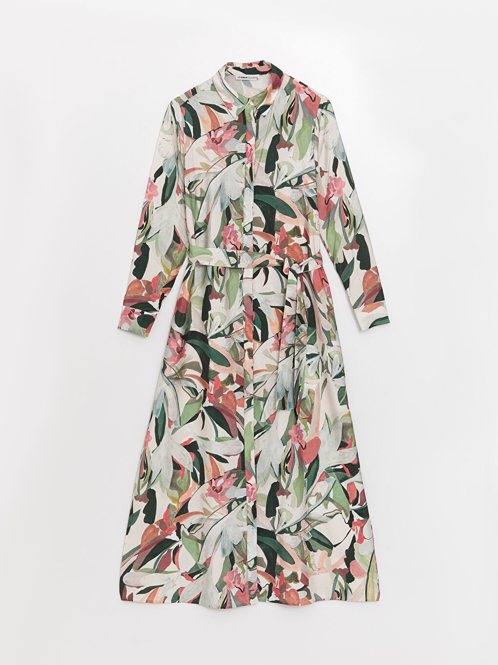 Patterned Long Sleeve Women's Shirt Dress -S3FI35Z8-F9C