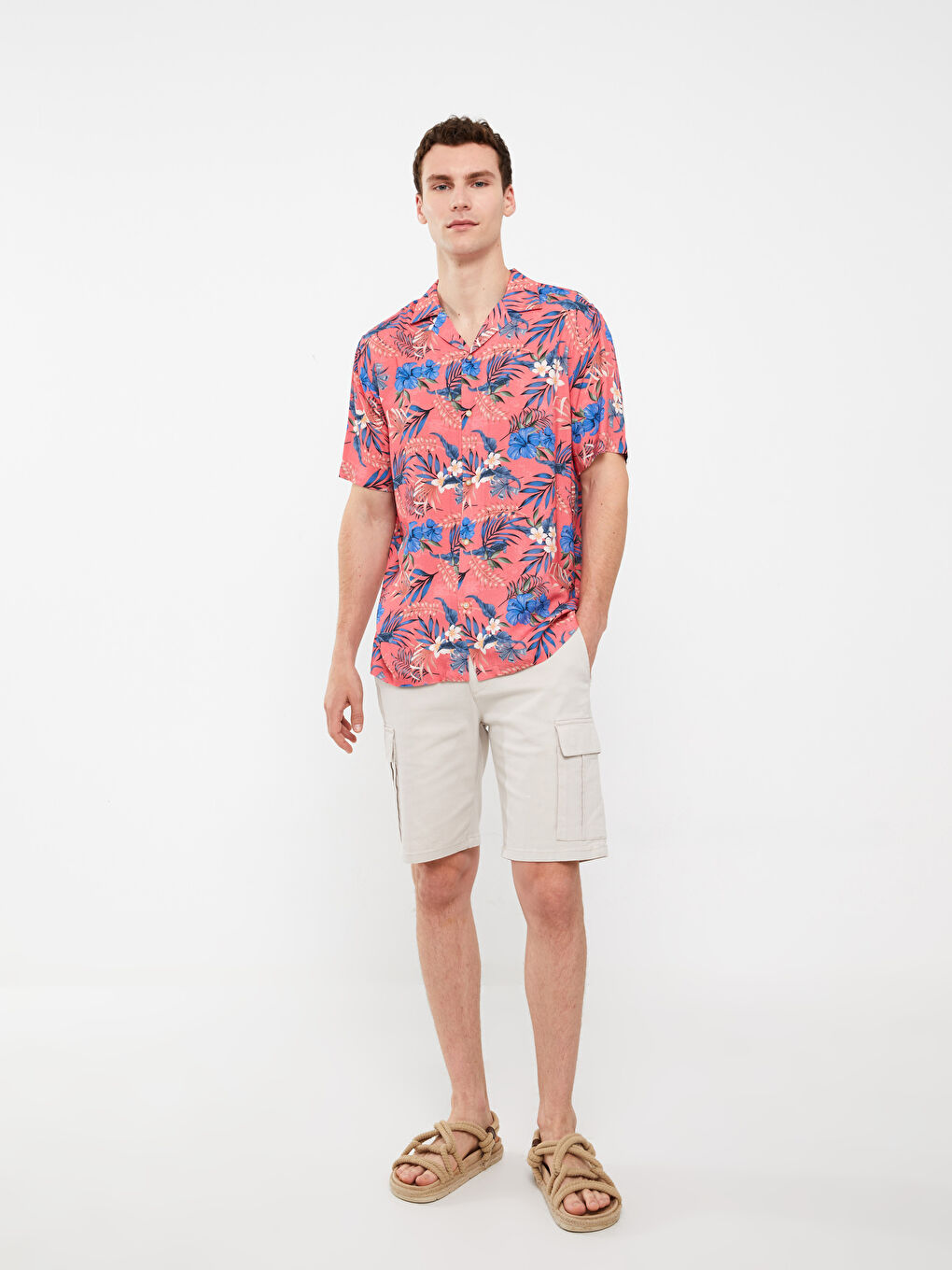 Karışık Regular Fit Kısa Kollu Desenli Viskon Erkek Gömlek-2