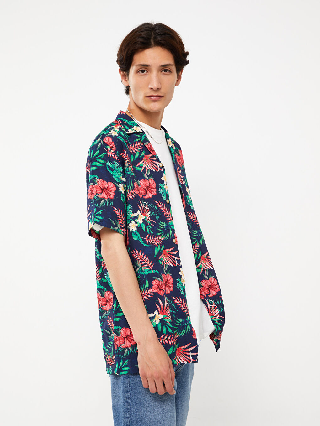 Karışık Regular Fit Kısa Kollu Desenli Viskon Erkek Gömlek-1