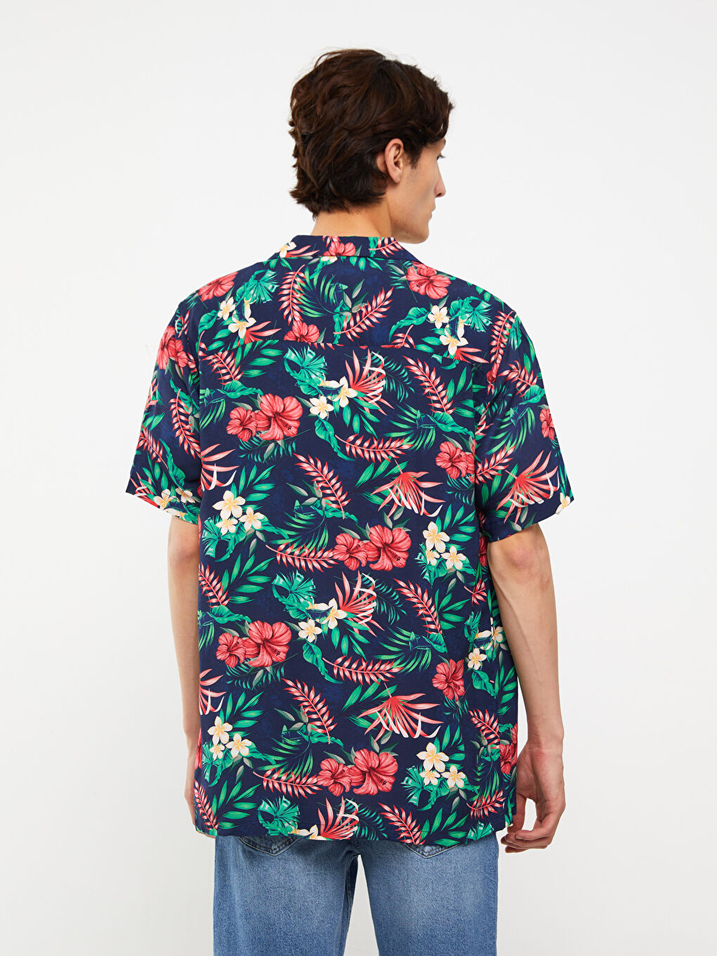 Karışık Regular Fit Kısa Kollu Desenli Viskon Erkek Gömlek-4