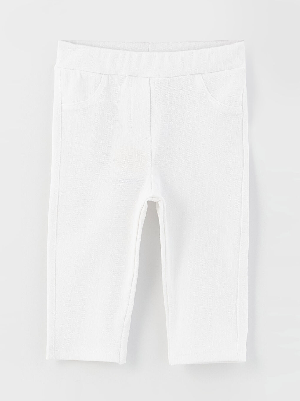 Beyaz Beli Lastikli Basic 3/4 Boy Kız Bebek Tayt