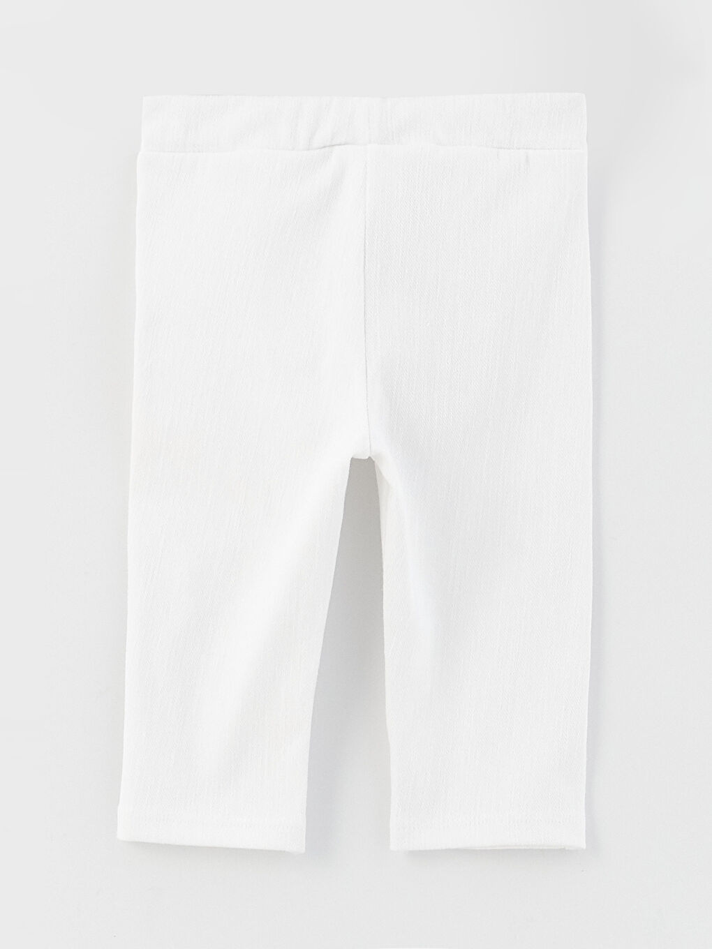 Beyaz Beli Lastikli Basic 3/4 Boy Kız Bebek Tayt-1