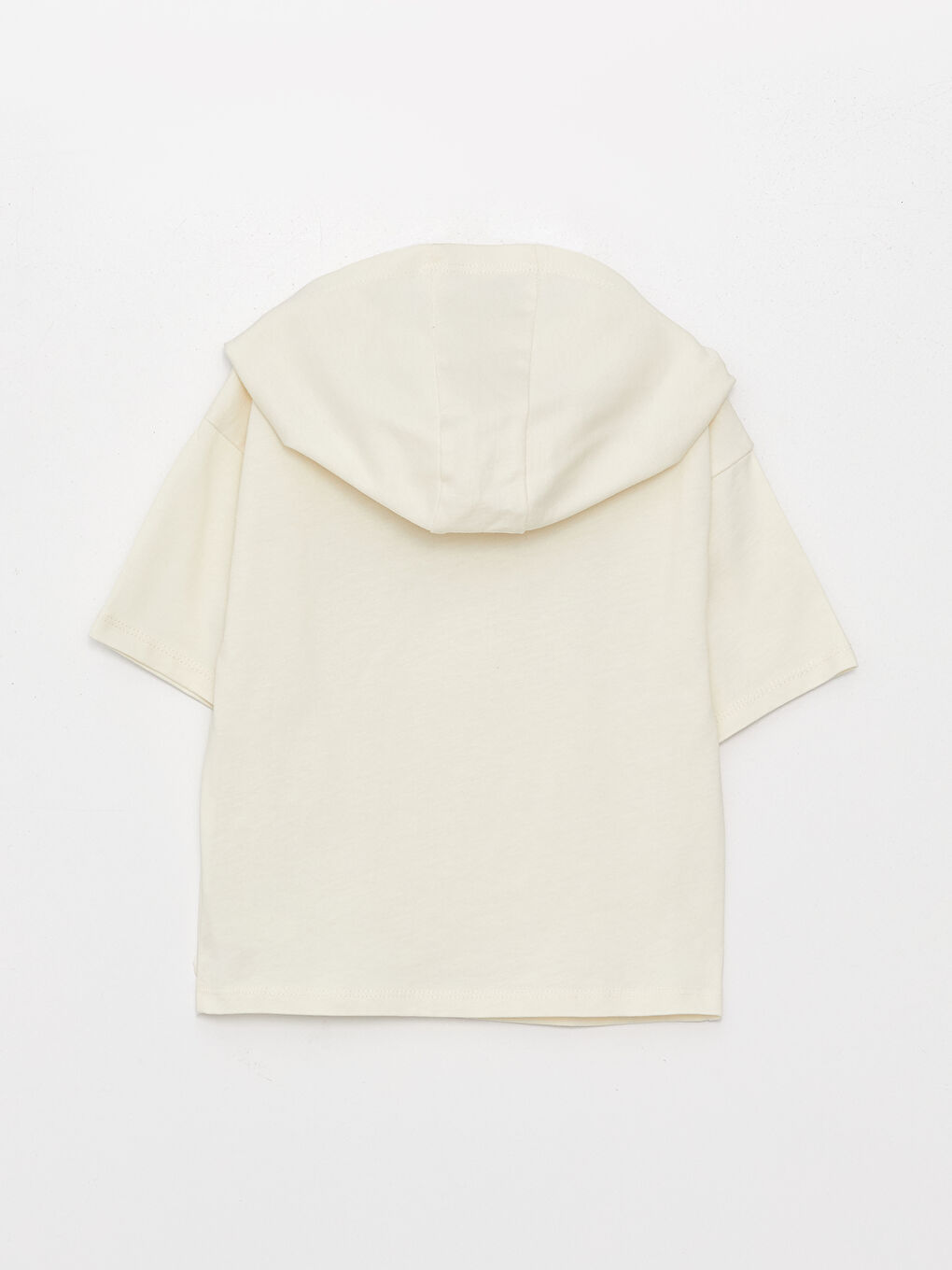 Bej Kapüşonlu Kısa Kollu Erkek Bebek Tişört-1