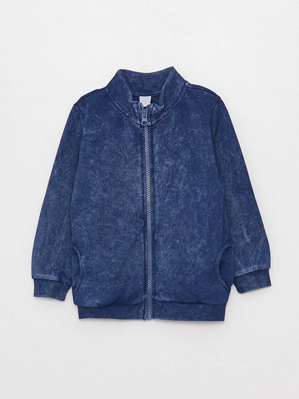 Lacivert Dik Yaka Erkek Bebek Fermuarlı Sweatshirt
