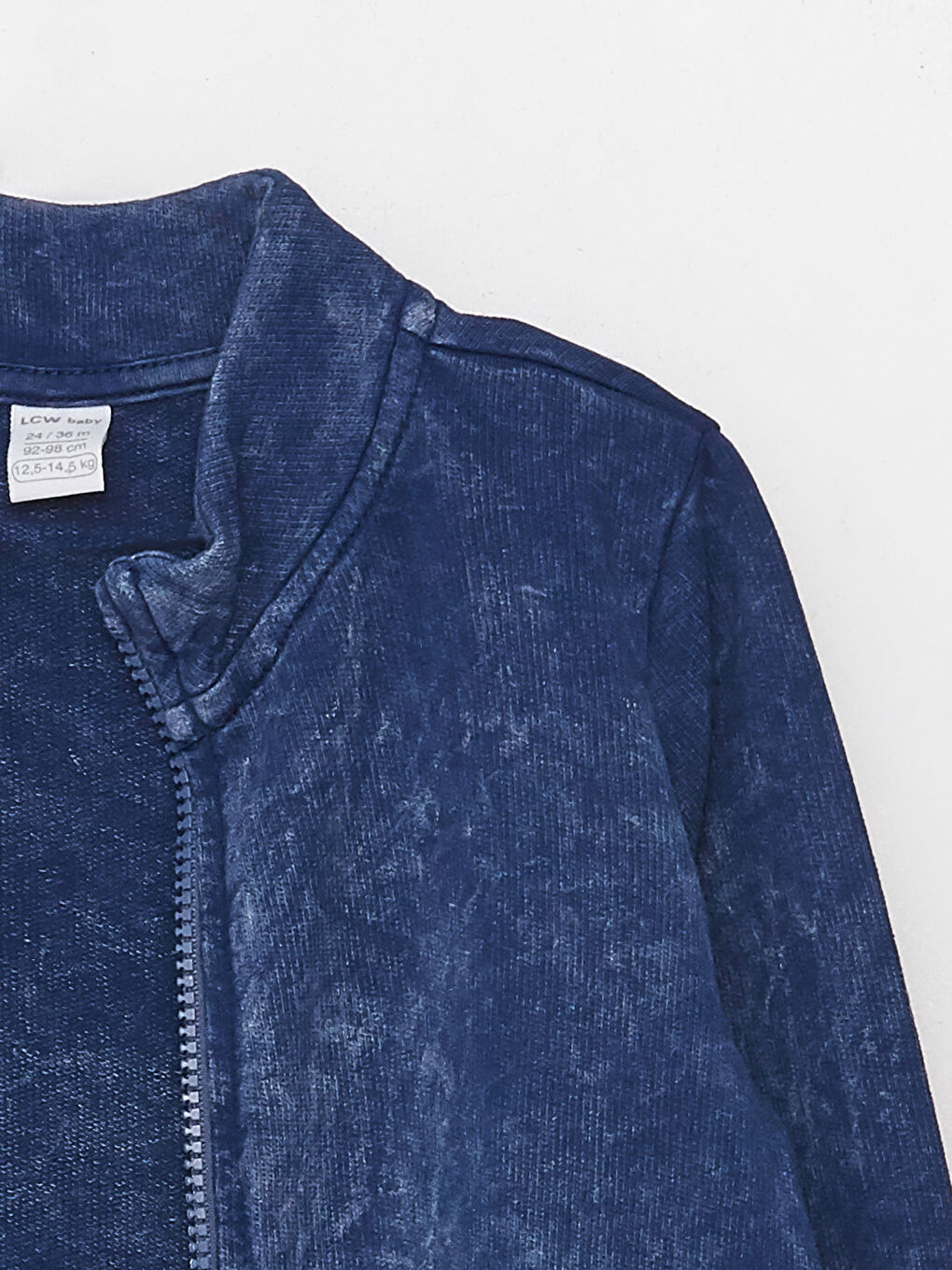 Lacivert Dik Yaka Erkek Bebek Fermuarlı Sweatshirt-2