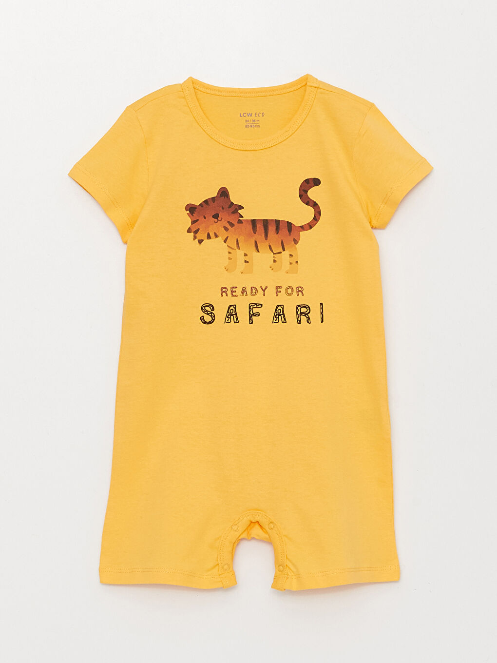 Sarı Bisiklet Yaka Kısa Kollu Baskılı Erkek Bebek Tulum 2'li-1