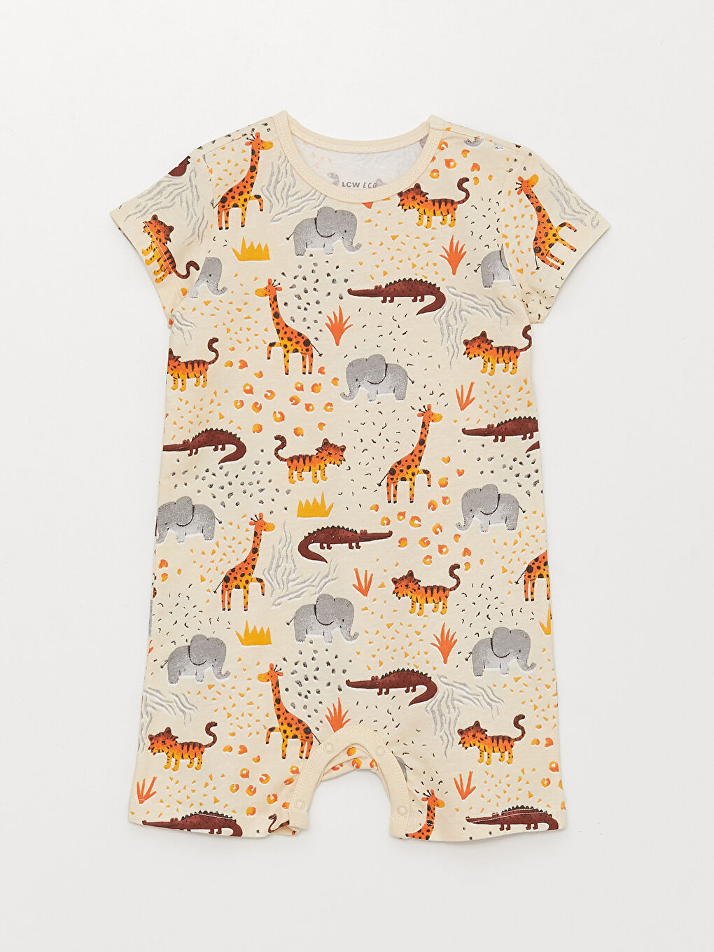 Sarı Bisiklet Yaka Kısa Kollu Baskılı Erkek Bebek Tulum 2'li-2