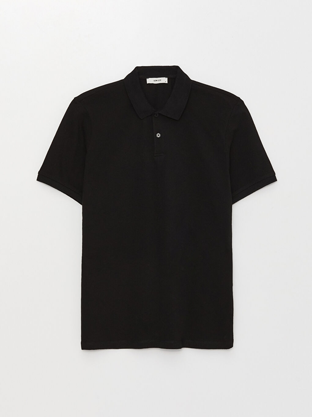 Siyah Polo Yaka Kısa Kollu Erkek Tişört-5