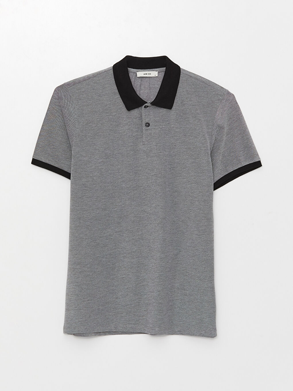 Siyah Polo Yaka Kısa Kollu Erkek Tişört-5