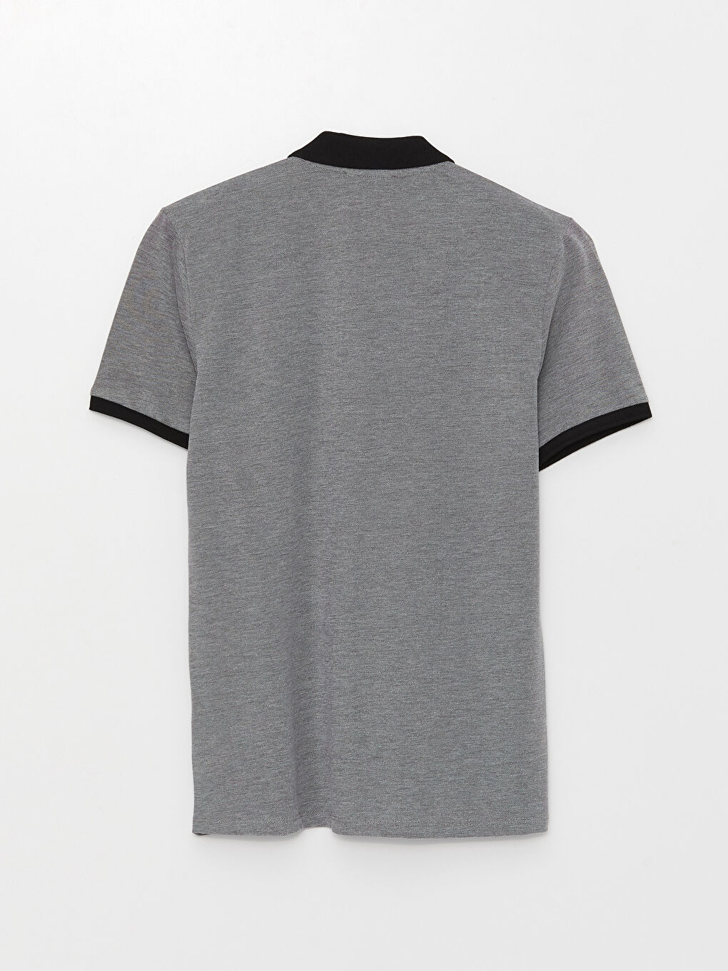 Siyah Polo Yaka Kısa Kollu Erkek Tişört-6