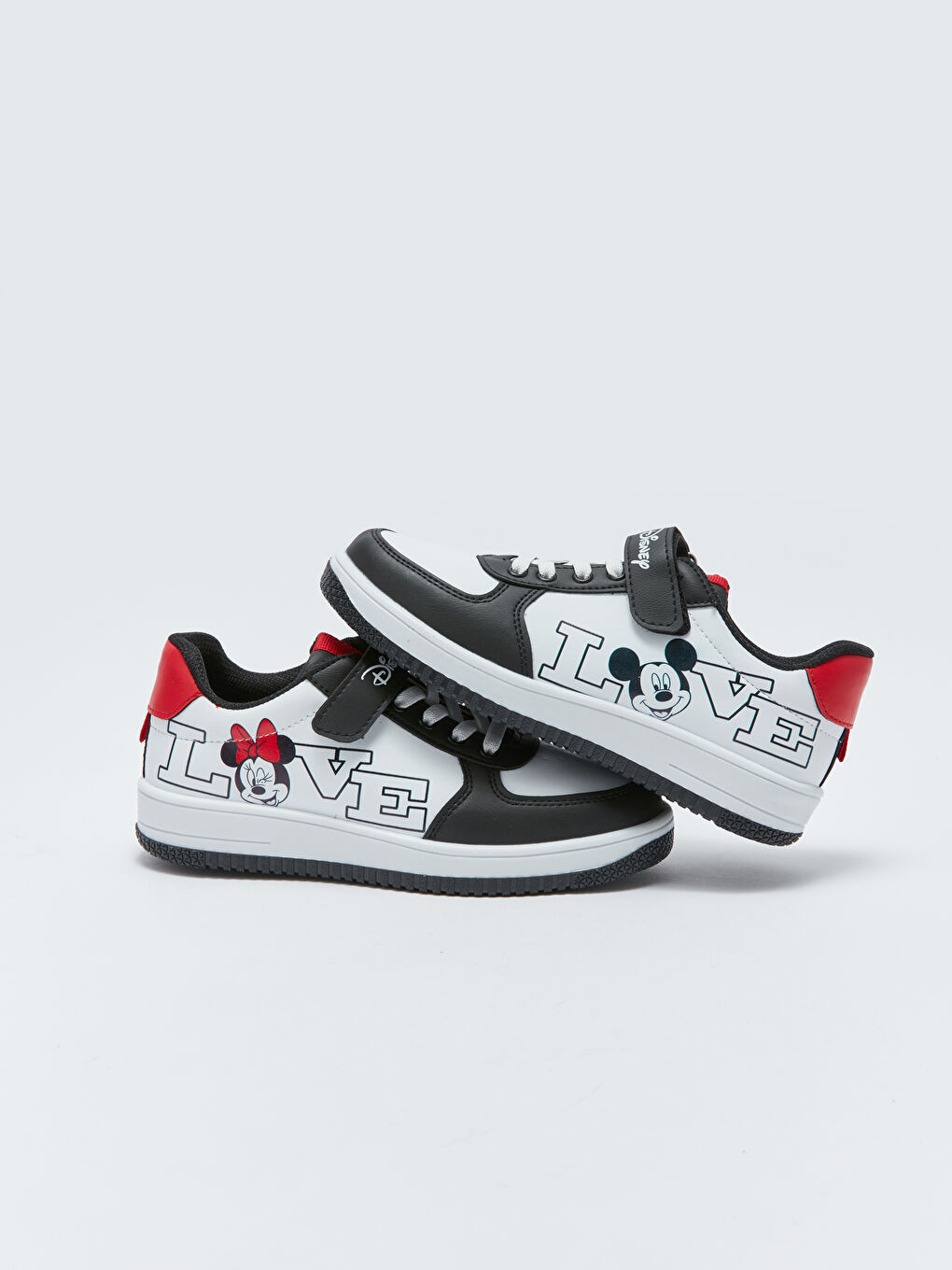 LCW STEPS Minnie and Mickey Mouse Printed Lace and Velcro Girls' Sports Shoes -S3FJ30Z4-HUC