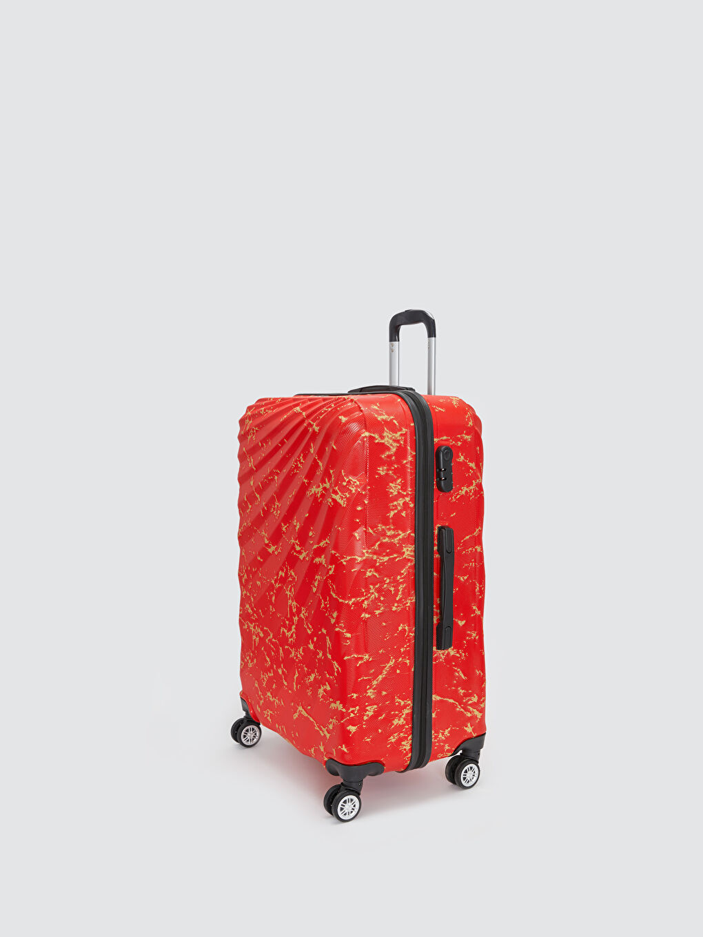 Kırmızı Baskılı Kilit Detaylı Küçük Boy Valiz-1