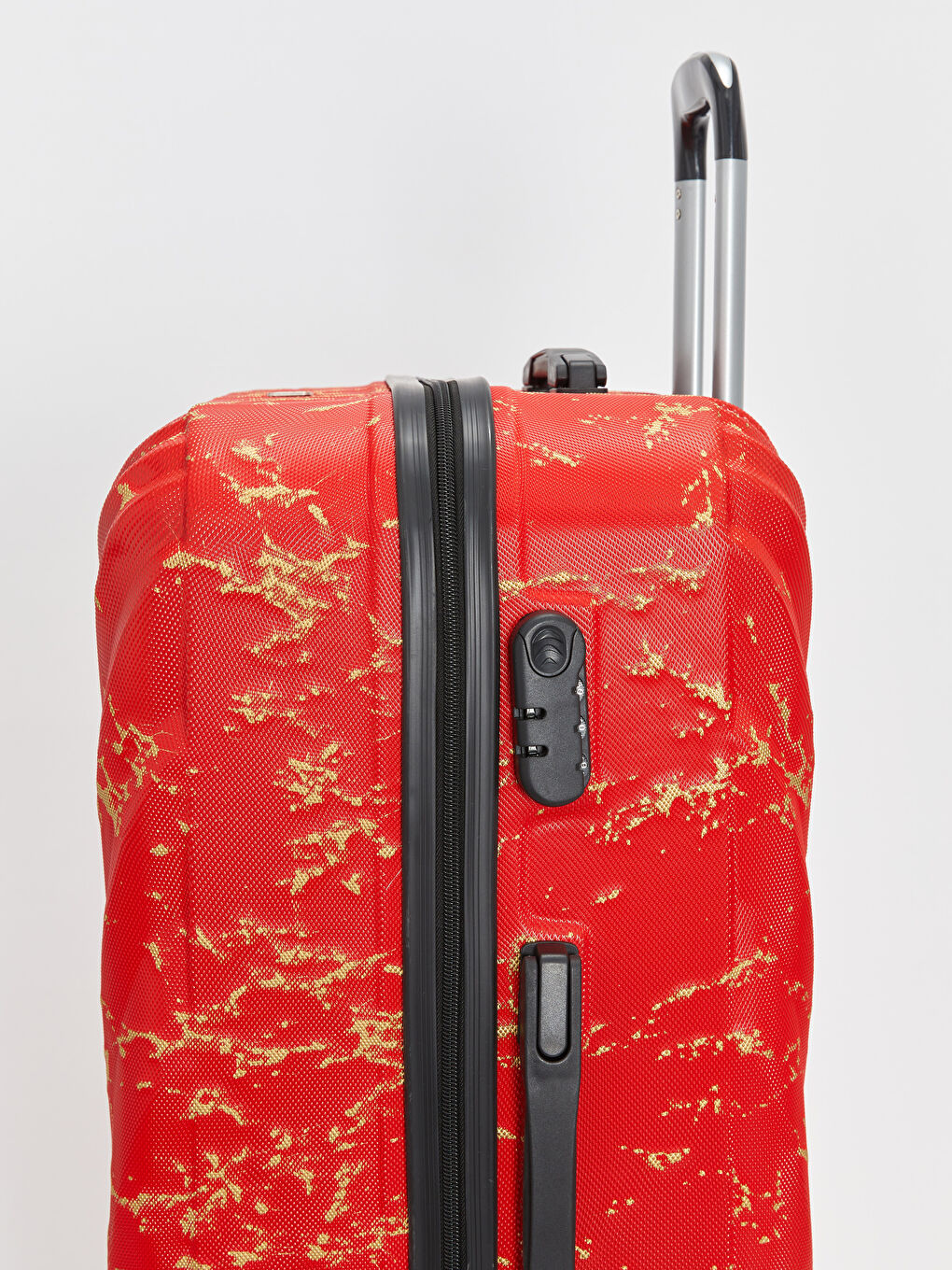 Kırmızı Baskılı Kilit Detaylı Küçük Boy Valiz-4