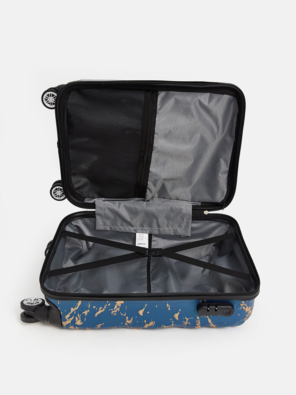 Mavi Baskılı Kilit Detaylı Orta Boy Valiz-2