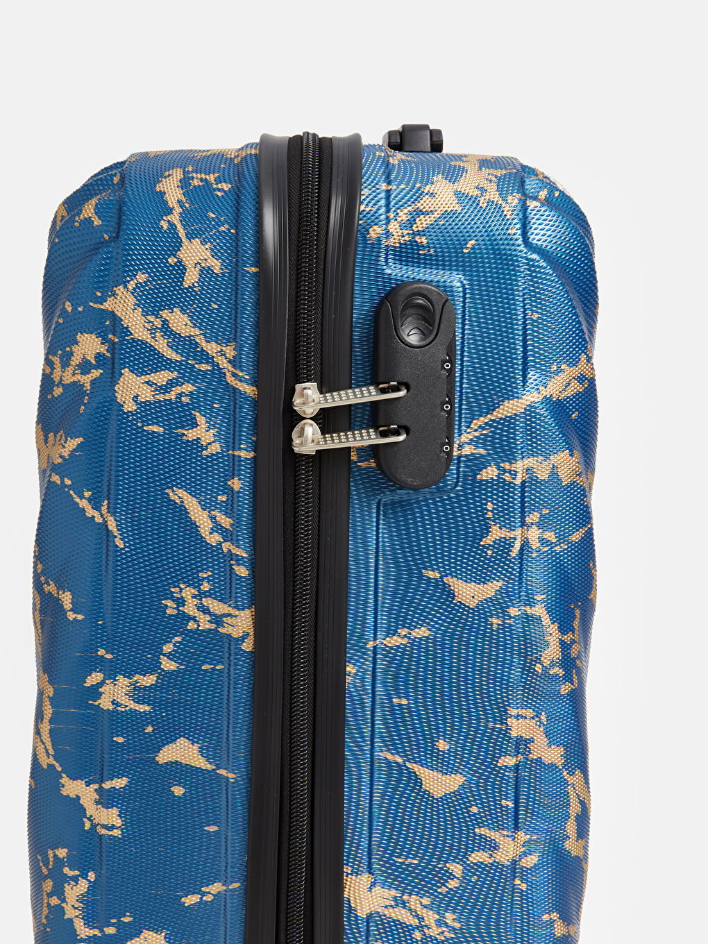 Mavi Baskılı Kilit Detaylı Orta Boy Valiz-3
