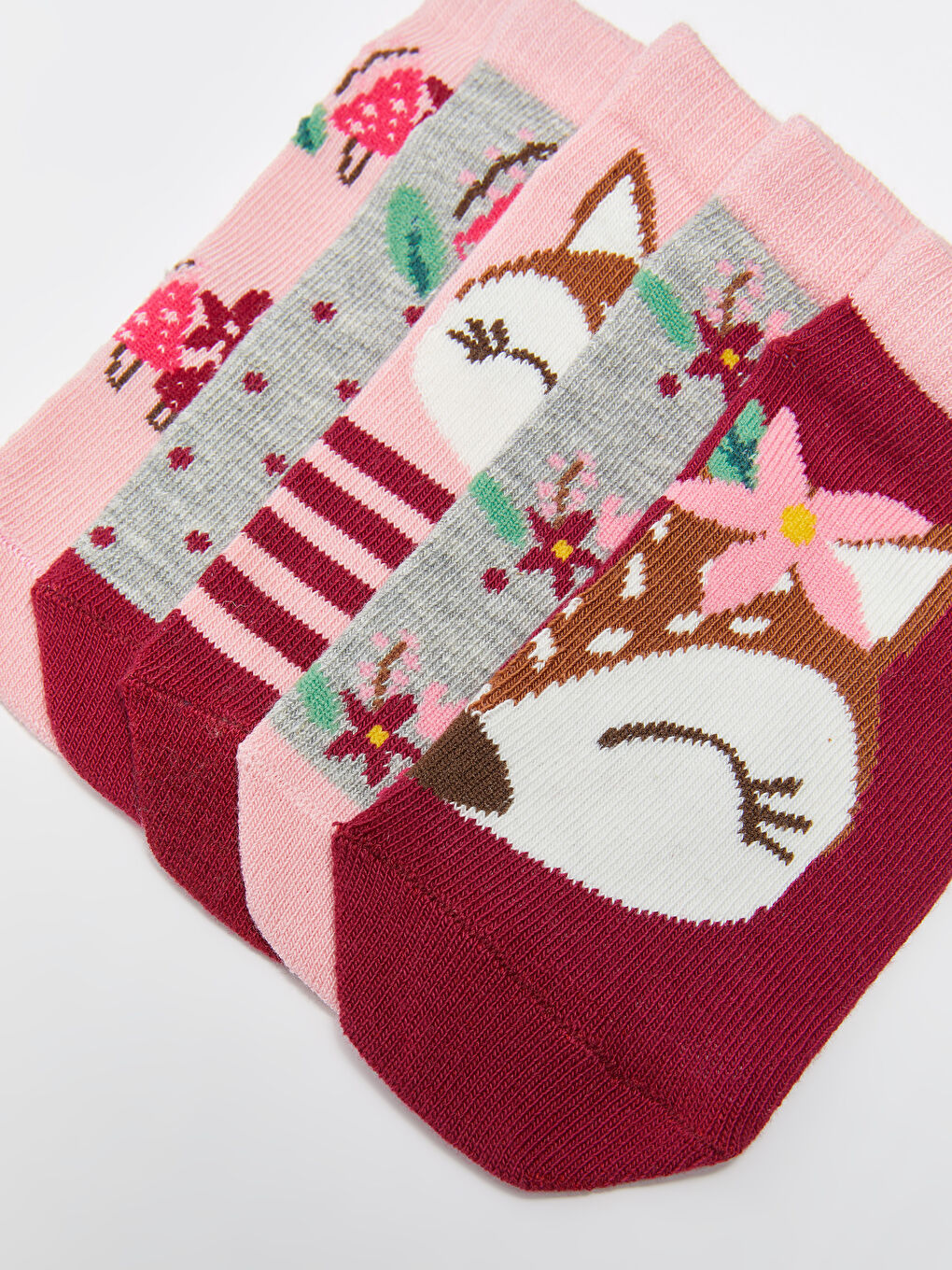 Desenli Kız Çocuk Patik Çorap 5'li-3