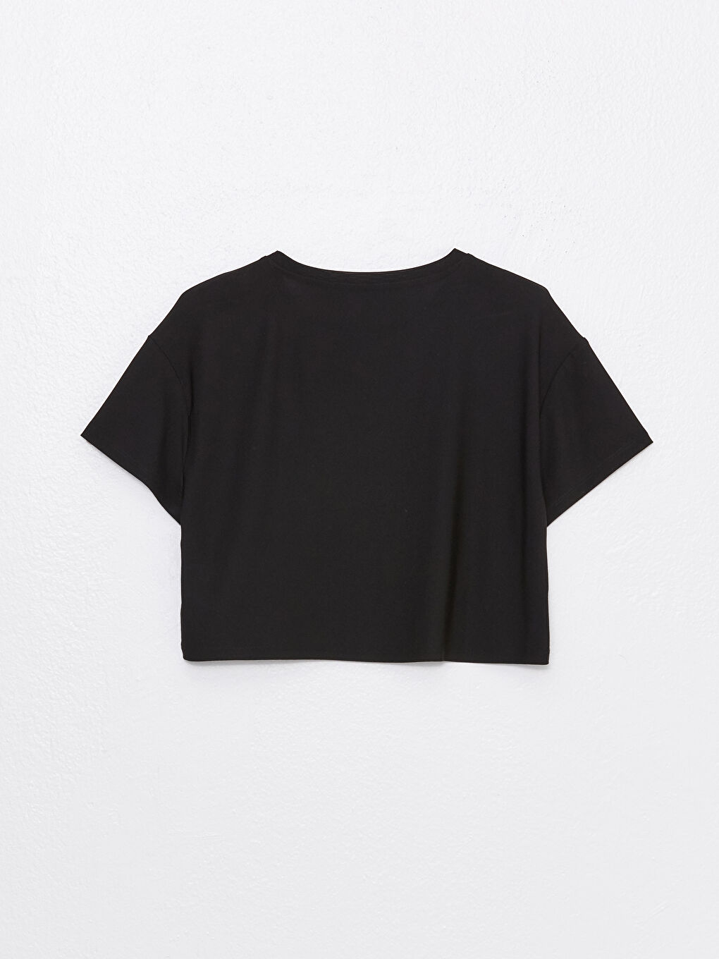 Crew Neck Plain Short Sleeve Women's Crop-6