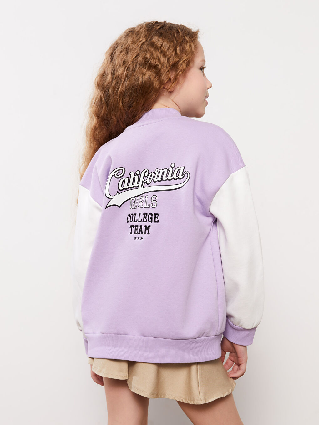 Lila Nakışlı Uzun Kollu Kız Çocuk Kolej Ceket-2