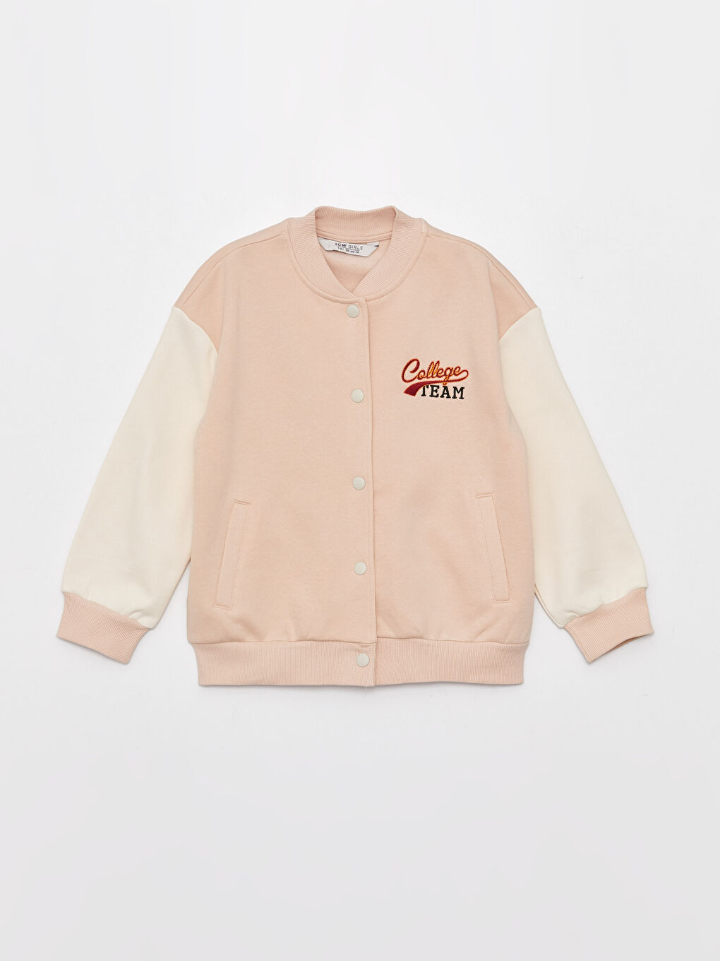 Pembe Nakışlı Uzun Kollu Kız Çocuk Kolej Ceket