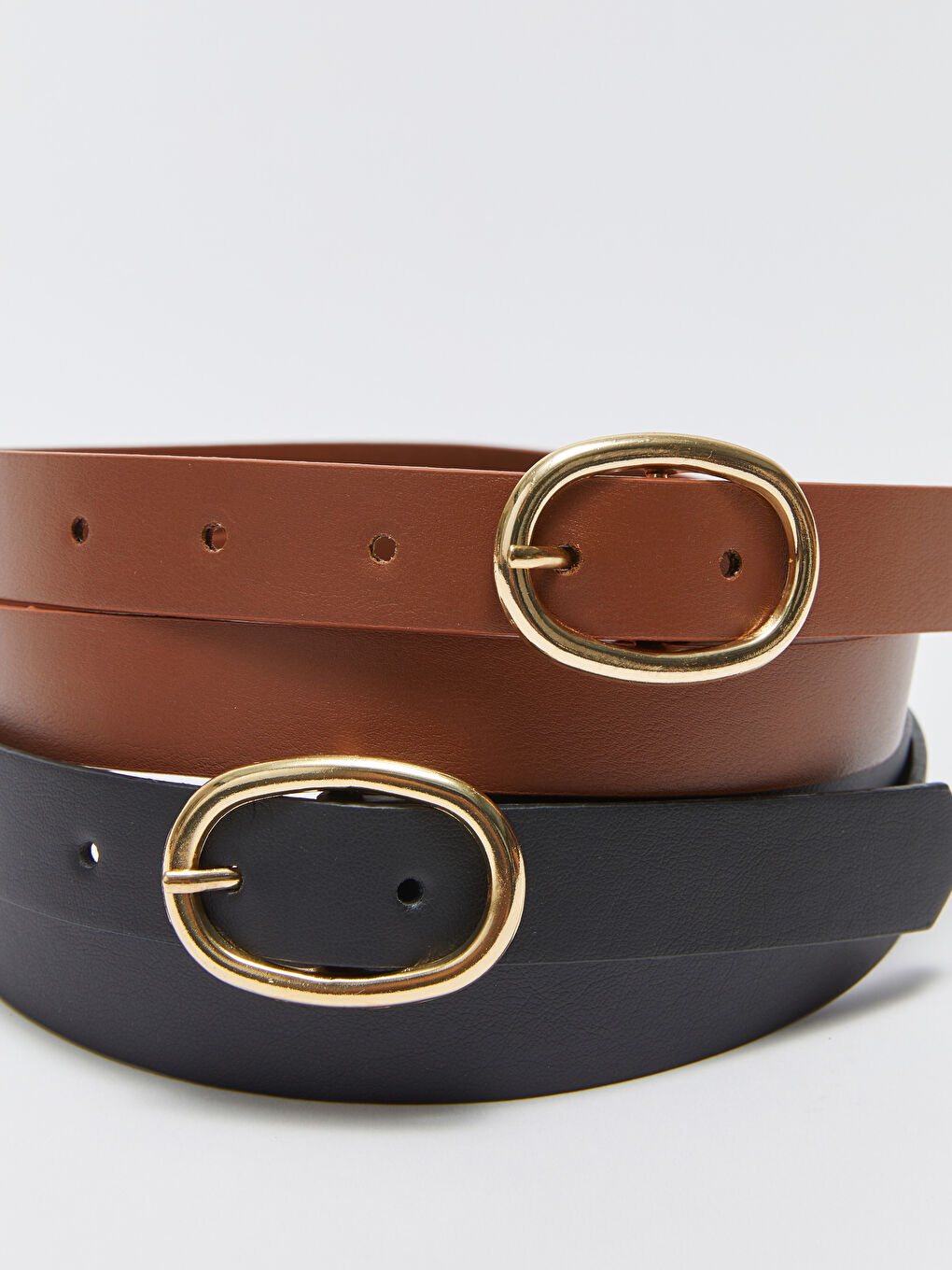 Siyah Deri Görünümlü Kadın Kemer 2'li-5