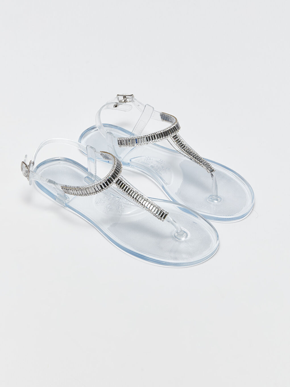 Renksiz Şeffaf Taşlı Kadın Sandalet