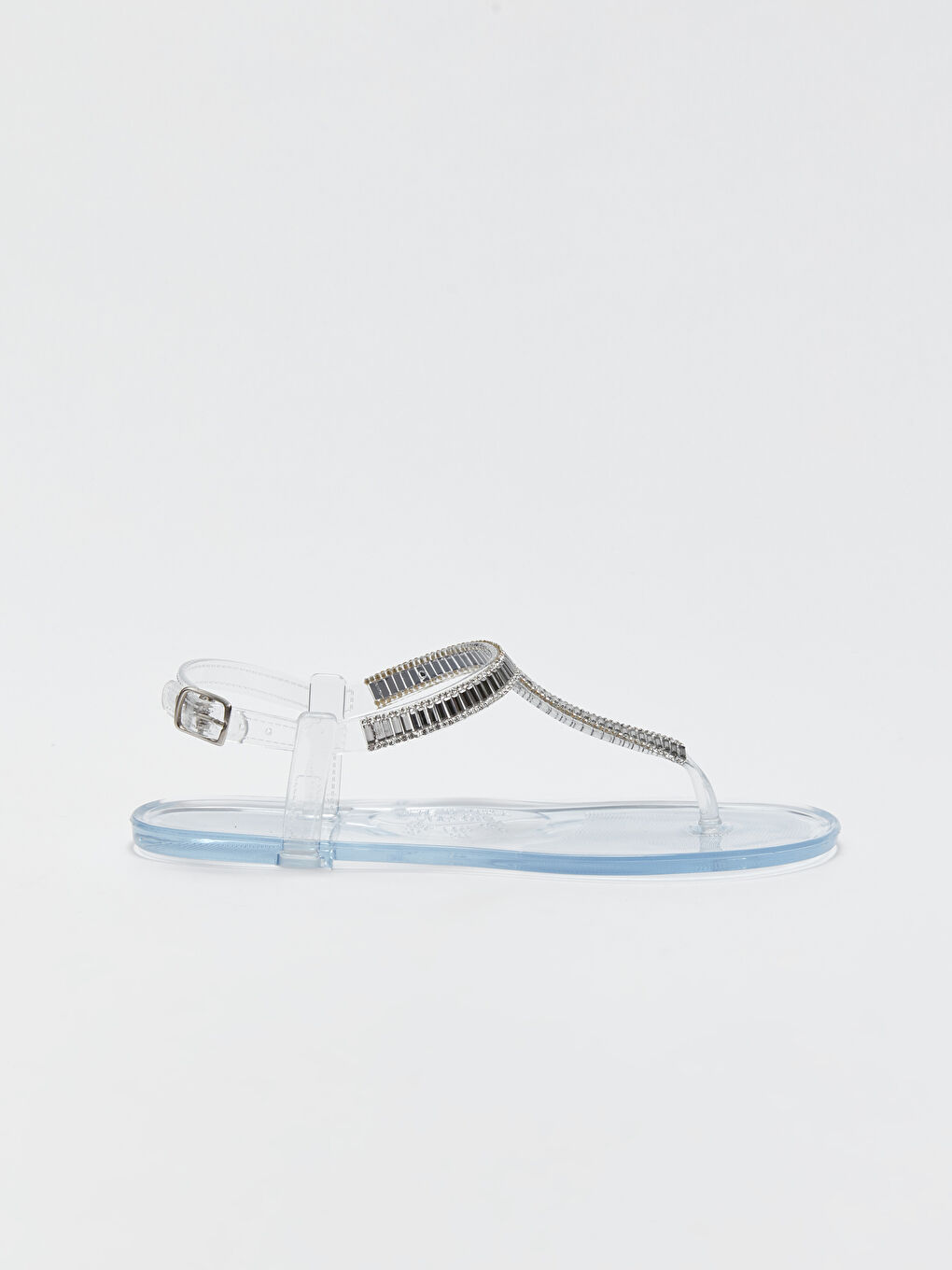 Renksiz Şeffaf Taşlı Kadın Sandalet-1