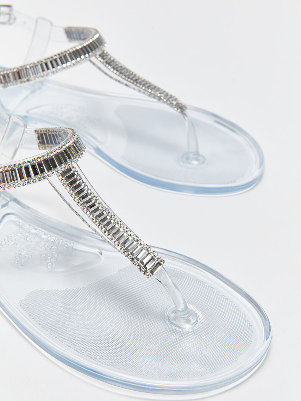 Renksiz Şeffaf Taşlı Kadın Sandalet-2