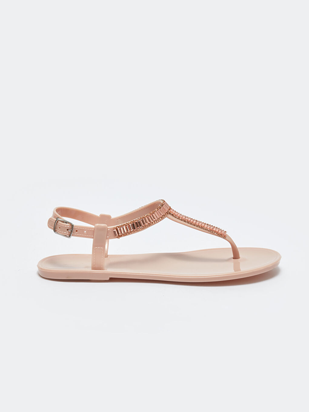 Pembe Şeffaf Taşlı Kadın Sandalet-1