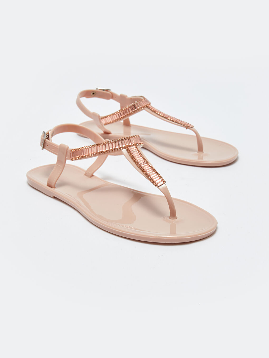Pembe Şeffaf Taşlı Kadın Sandalet-2